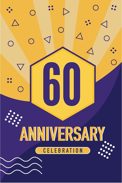 60 year anniversary celebration vector template . Anniversary concept template design.