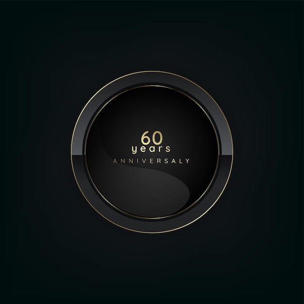 60 Years anniversary golden banners design vector luxury circle shape banner on dark background