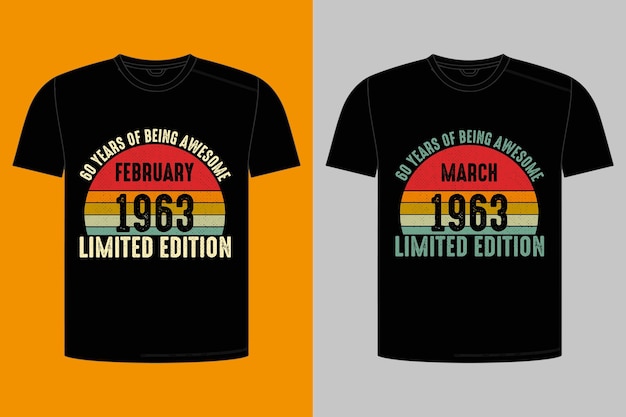 60 years of being awesome vintage 1963 limited edition t shirt design