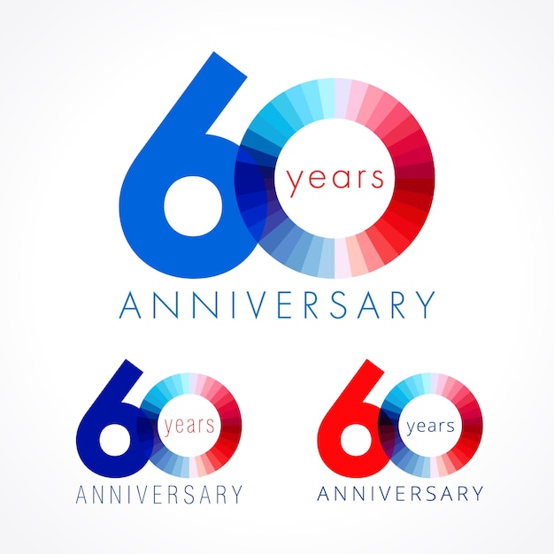 60 years old celebrating logo concept. Illustration of 60 th anniversary. Creative number.