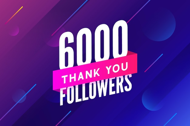 Vector 6000 followers vector greeting social card thank you followers