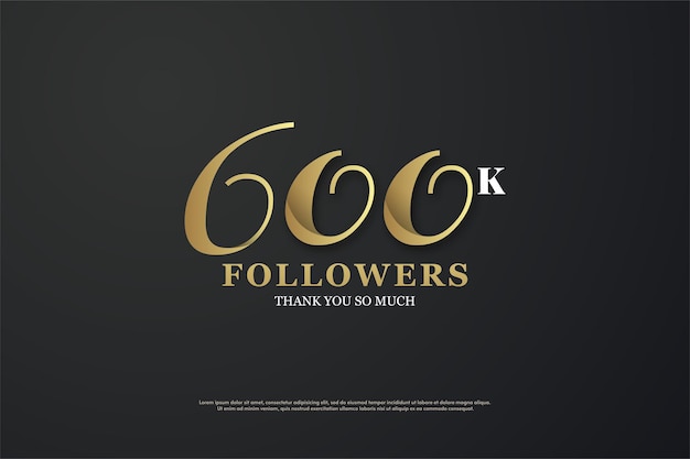 600k followers background with flat design and unique number