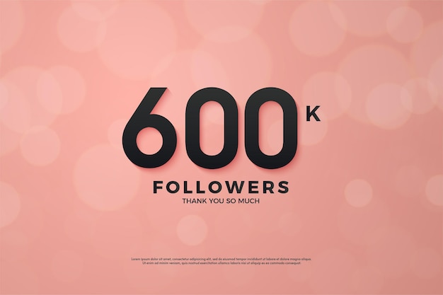 600k followers background with flat design and unique number