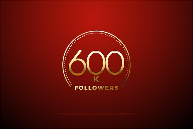 600k followers background with flat design and unique number