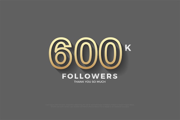 600k followers with brown bordered numbers on brown background