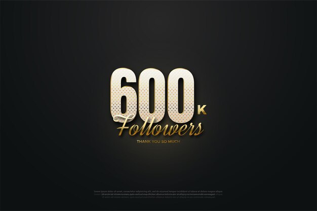 600k followers with gold speckled numbers