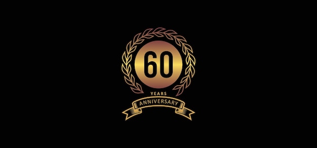 60st anniversary logo with gold and black background