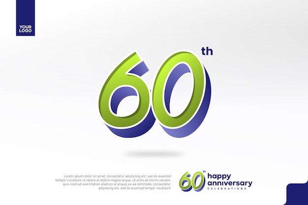 60th Anniversary 3D Number met Silver Jubilee Design in Pear Green en Violet Blue