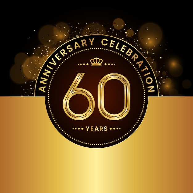 60th Anniversary Celebration Template design in golden color Modern style Logo Vector Template