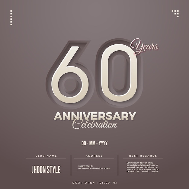 60th anniversary invitation with cut in numbers