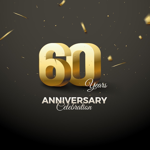 60th anniversary party invitation with 3d gold numbers