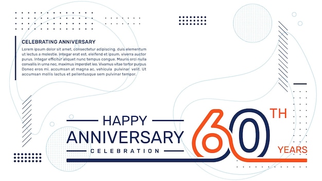 60th anniversary template design with abstract background vector template