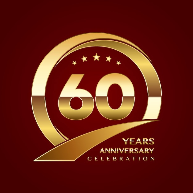 Vector 60th anniversary template design with a shiny gold ring style