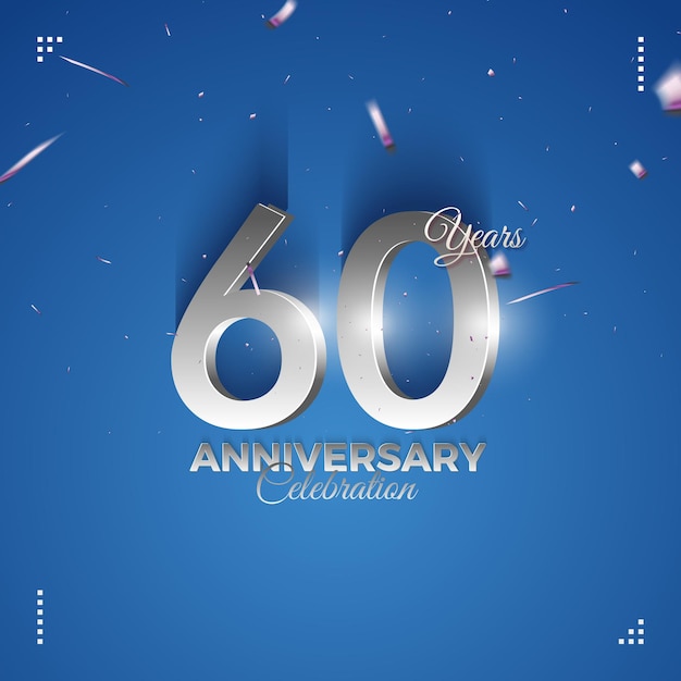 Vector 60th anniversary with 3d silver numbers