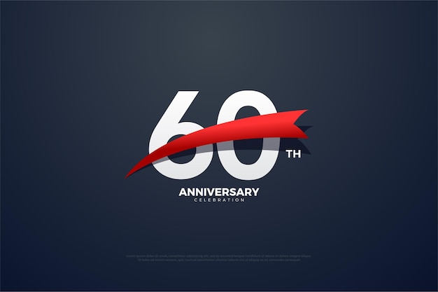 숫자 앞에 빨간 이미지가있는 60 주년.