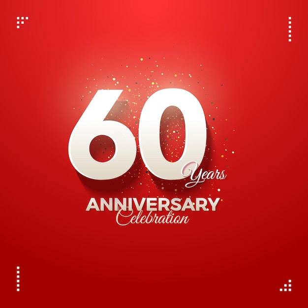 60th anniversary with shaded numbers on red background