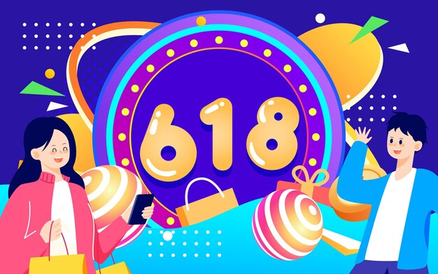 618 shopping festival background stage set big sale abstract colorful background vector