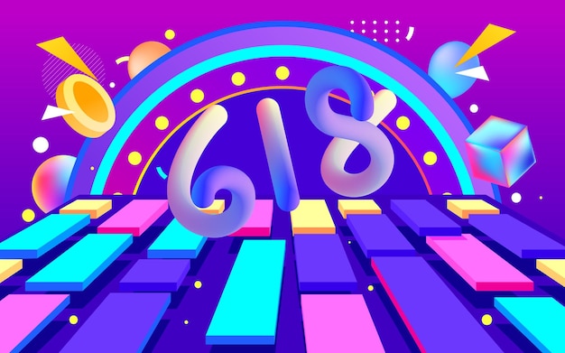 618 shopping festival background stage set big sale abstract colorful background vector