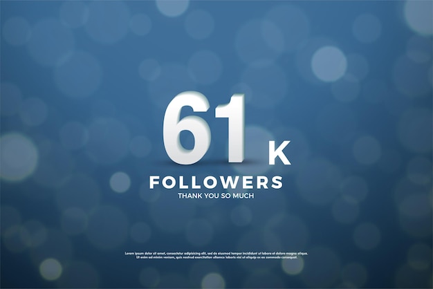 Vector 61k followers with a standing number illustration.