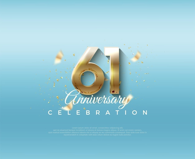 61st anniversary number With elegant and luxurious 3d numbers Premium vector background for greeting and celebration