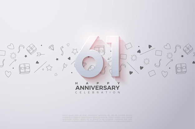 61° anniversario con numeri 3d.