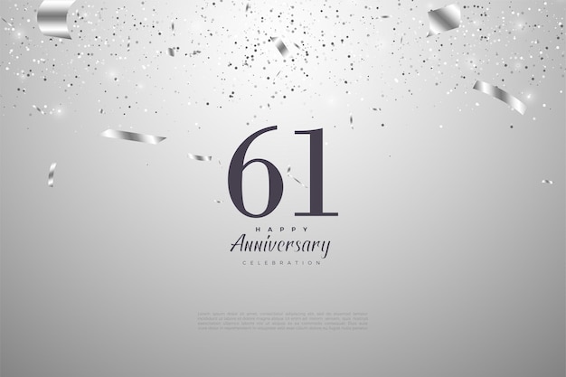 61st anniversary with paper rain illustration.