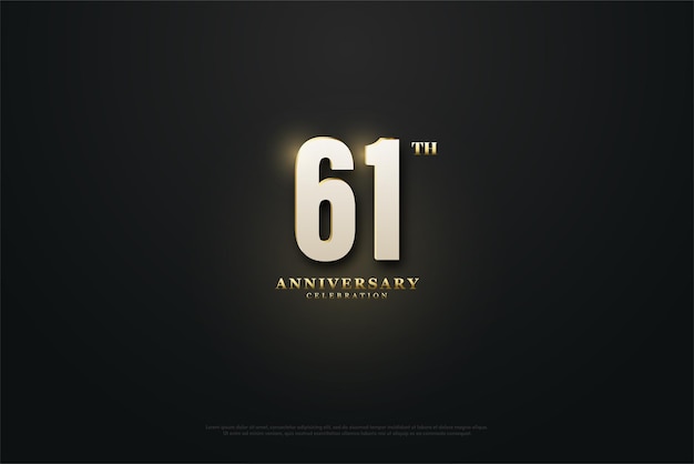 61st anniversary with white numbers and golden glow effect.