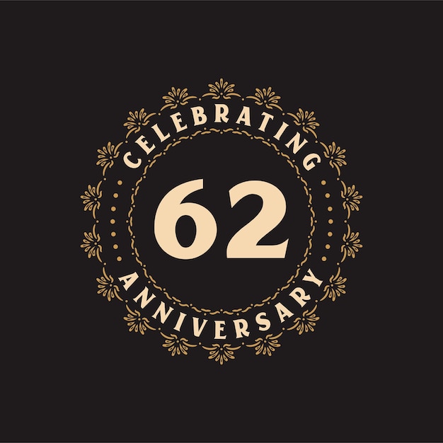 Vector 62 anniversary celebration greetings card for 62 years anniversary