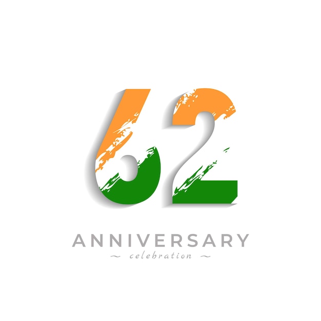 Празднование 62-летия с кистью White Slash в желтом шафране и зеленом цвете индийского флага