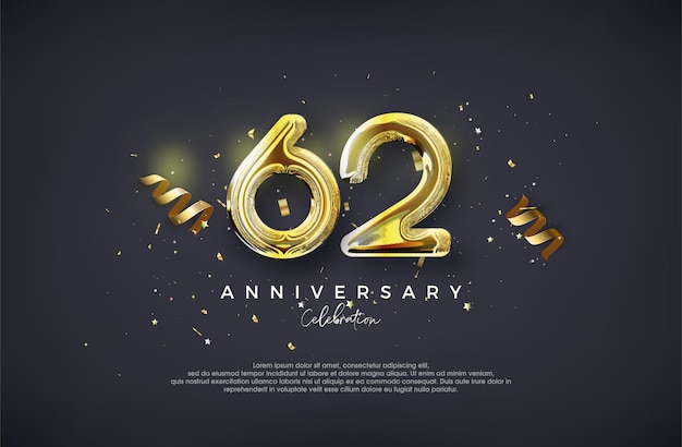 62e verjaardag met luxe glanzend gouden ontwerp Premium vector voor poster banner viering groet
