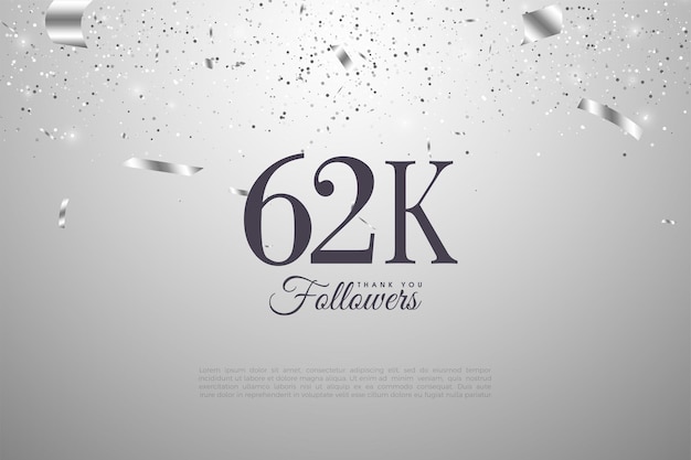 Vector 62k followers with flat celebration figures.