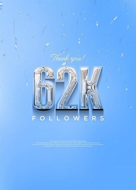 62k thank you followers with bright blue numbers and with a cool theme