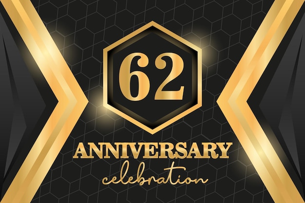 62nd anniversary celebration logotype. Logo,numbers and ribbon vector design.