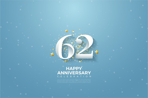 62-я годовщина с блестящим украшением и праздничной звездой.
