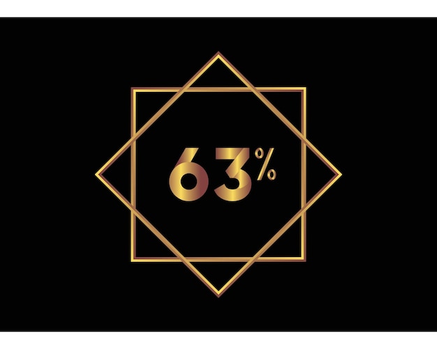 63 percent on black background gold vector image