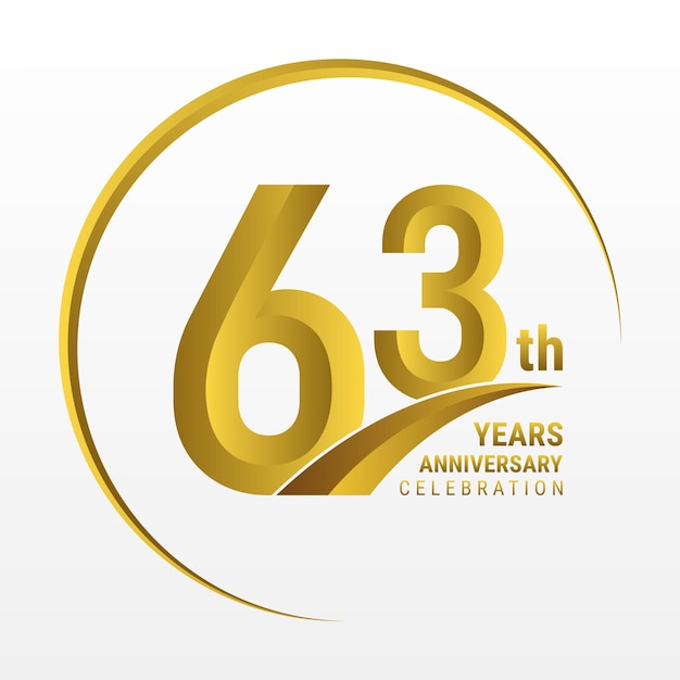 63e verjaardag Logo ontwerp met gouden kleur en ring Logo Vector Template