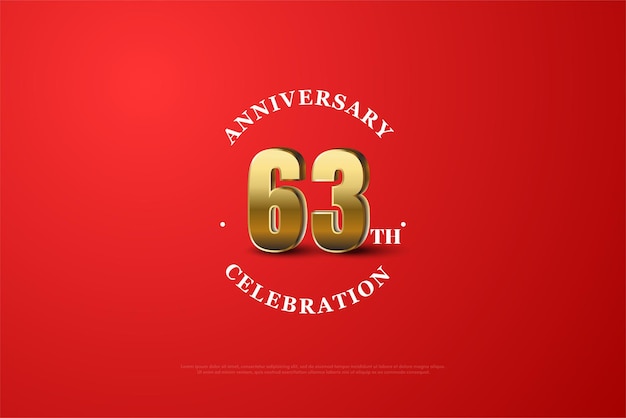 63rd anniversary with standing 3d figure illustration.