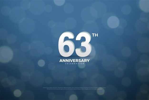 파란색 배경에 흰색 숫자가 있는 63주년.