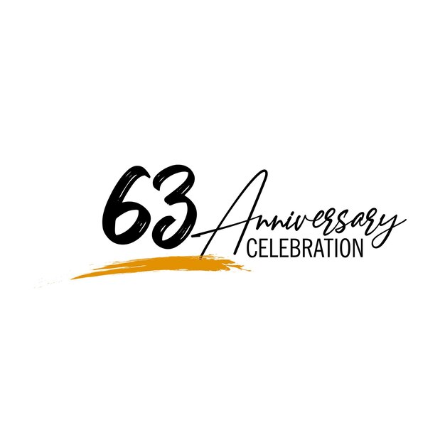 63rd years anniversary celebration with brown brush design on white background .