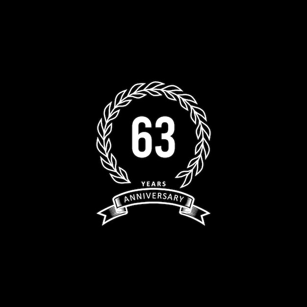 白と黒の背景を持つ 63 周年記念ロゴ