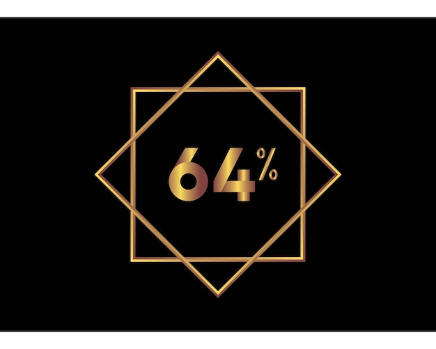 Vector 64 percent on black background gold vector image