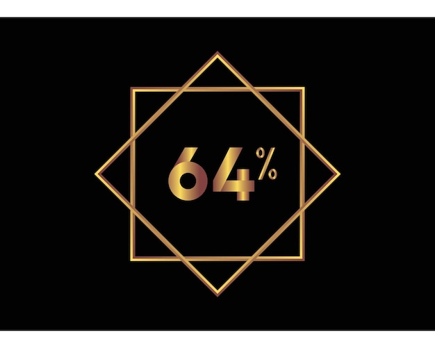 64 procent op zwarte achtergrond gouden vector afbeelding