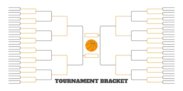 64 team tournament bracket championship template flat style design vector illustration