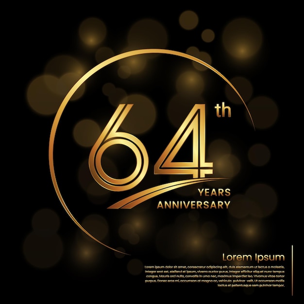 64e verjaardag logo-ontwerp met dubbele lijnnummers Gouden jubileum sjabloon Vector Logo sjabloon