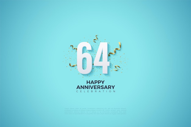 64e verjaardag poster op gladde blauwe achtergrond.