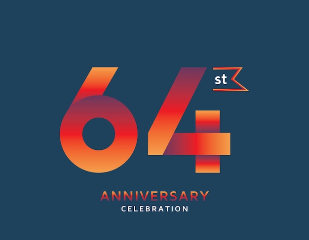 Vector 64st anniversary colorful