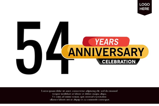 64th anniversary celebration logotype black yellow colored isolated on white background