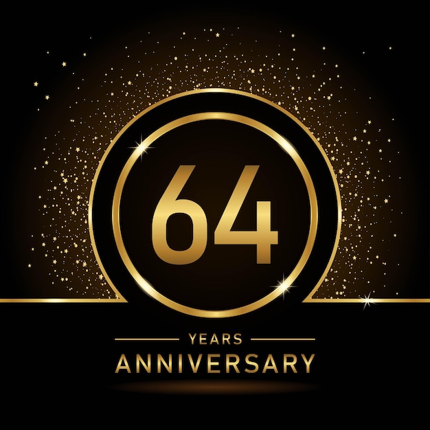 64th Anniversary Gold color template design for birthday event Vector Template