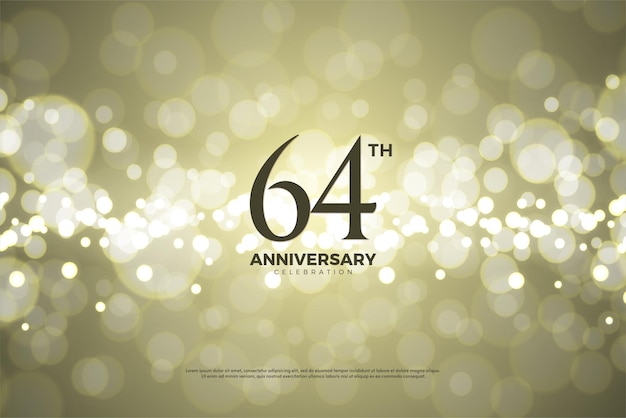 반짝이는 거품 배경의 64주년.