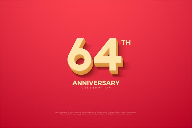 64th anniversary with 3d smooth yellow numbers.